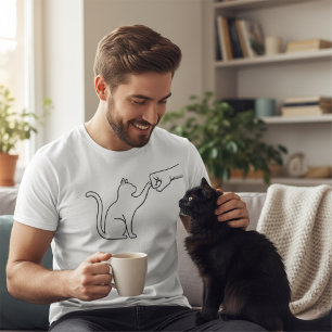 Elegant Cat Fist Bump Line Art Shirt Pet Lover 