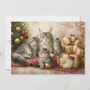 Elegant Cat Kittens Christmas Holiday Card