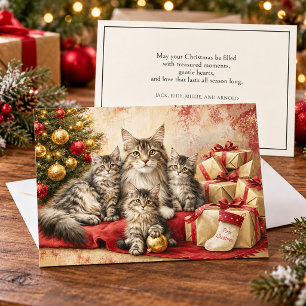 Elegant Cat Kittens Christmas Holiday Card