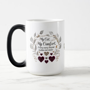 Elegant Cat Lover Mug – Gold & Velvet Heart Design