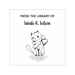 Elegant Cat Scarf From the Library Personalized Self-inking Stamp