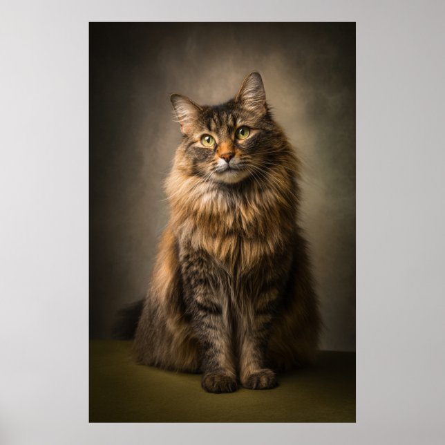 Elegant Cat Studio Portrait Poster (Front)