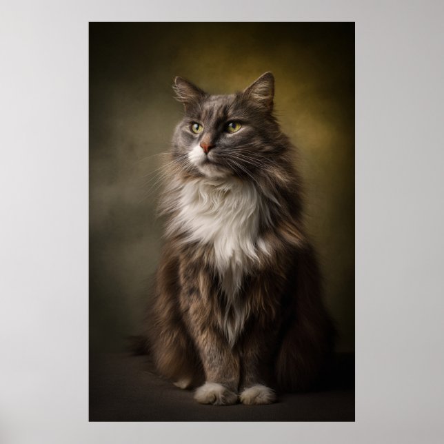 Elegant Cat Studio Portrait Poster (Front)
