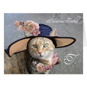 ELEGANT CAT WITH BIG DIVA HAT,PINK ROSES Valentine
