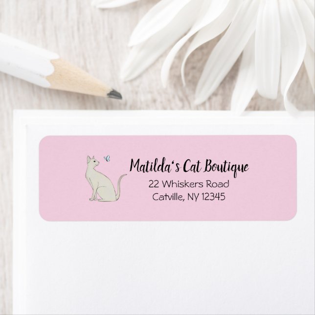 Elegant cat with butterfly Address Label (Insitu)