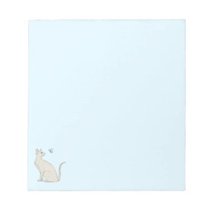 Elegant cat with butterfly notepad