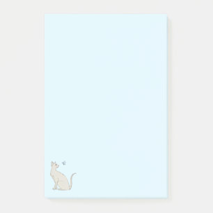 Elegant cat with butterfly post-it notes
