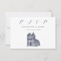 Elegant Cathedral Illustration White Wedding