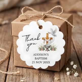 Elegant Catholic Baptism Thank You Favour Tags