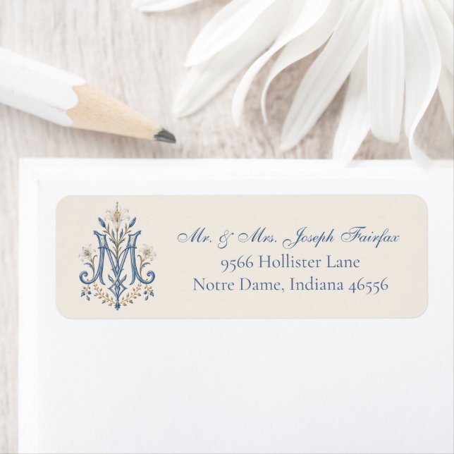 Elegant Catholic Blue Marian Monogram (Insitu)