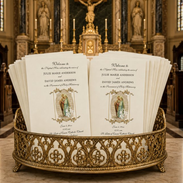 Elegant Catholic Latin Mass Wedding Program (Creator Uploaded)