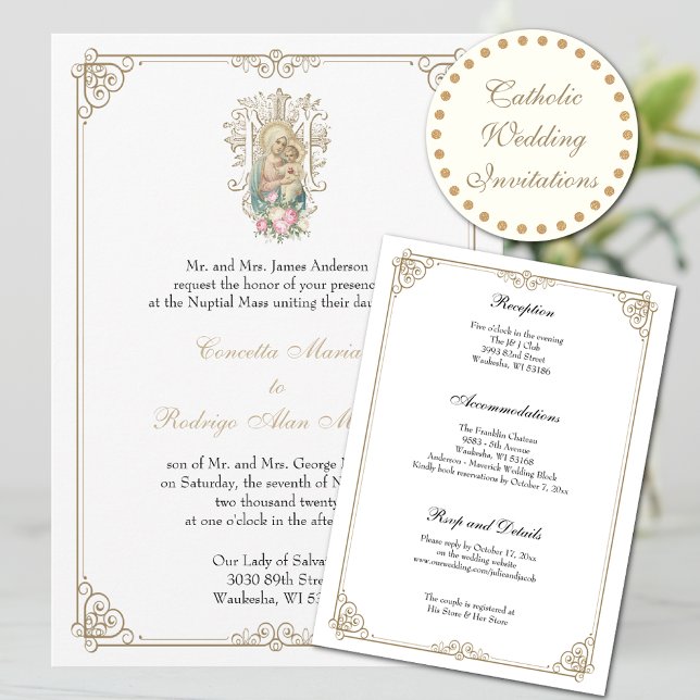 Elegant Catholic Mary & Jesus Wedding  Invitation (Creator Uploaded)