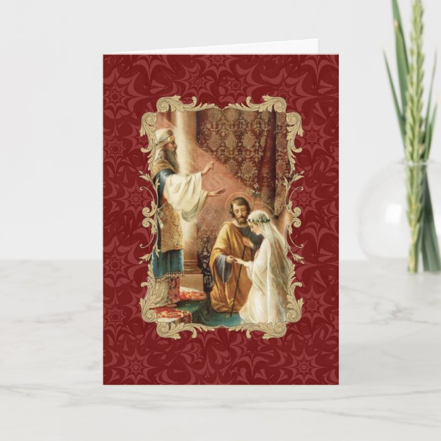 Elegant Catholic Wedding Gold Burgundy Invitation (Front)