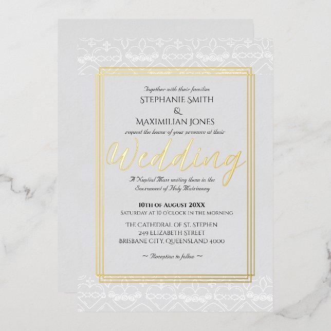 Elegant Catholic Wedding Invitation (Front/Back)