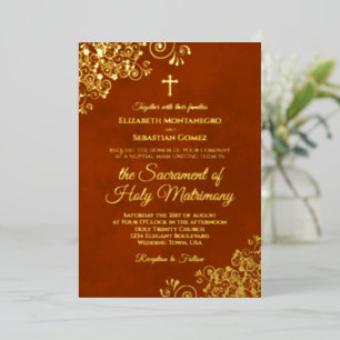 Elegant Catholic Wedding Rust Orange & Gold