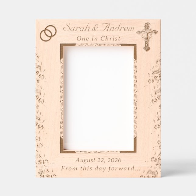 Elegant Catholic Wedding Vows Etched Frames (Front)