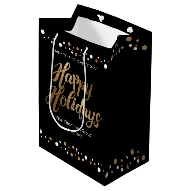 "Elegant Celebration" - Corporate Holiday Medium Gift Bag (Front Angled)