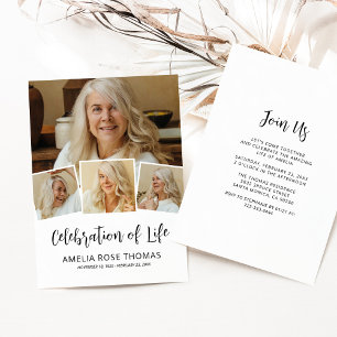 Elegant Celebration of Life 4 photos Funeral Invitation