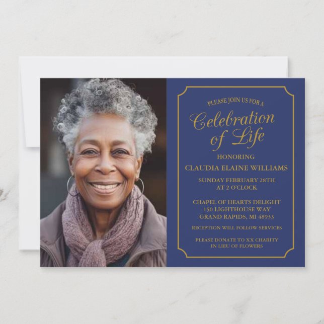 ELEGANT CELEBRATION OF LIFE FUNERAL INVITATION (Front)