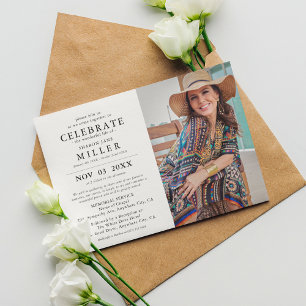 Elegant Celebration of Life Memorial Funeral Photo Invitation