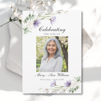 Elegant Celebration of Life Photo Funeral Memorial Invitation