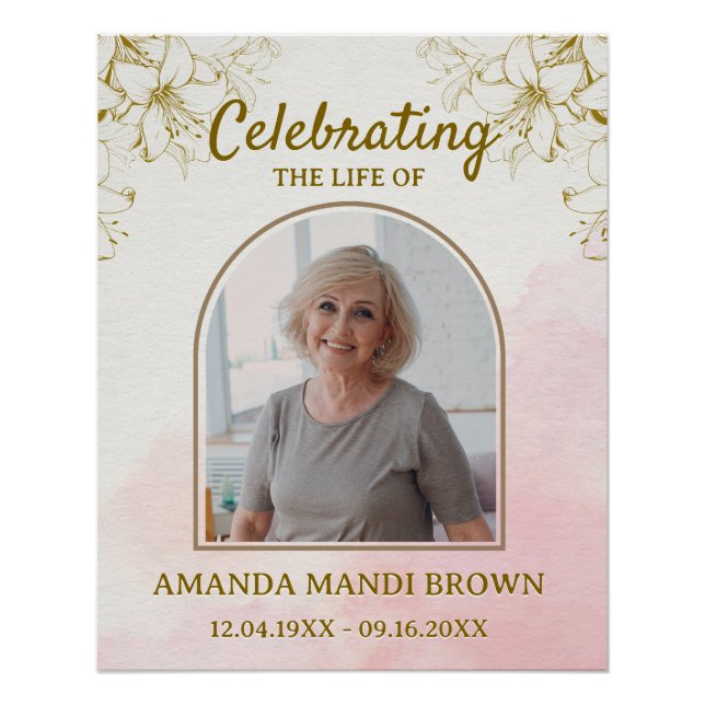 Elegant Celebration of Life Photo Funeral Poster (Front)