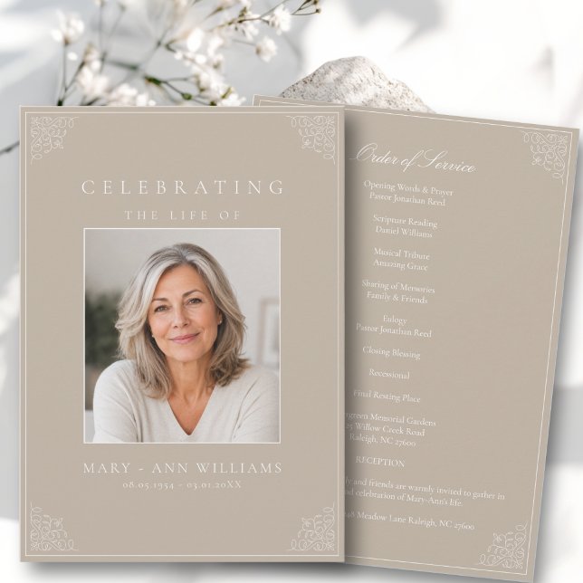 Elegant Celebration of Life Photo Funeral Program (Elegant Celebration of Life Photo Funeral Program)