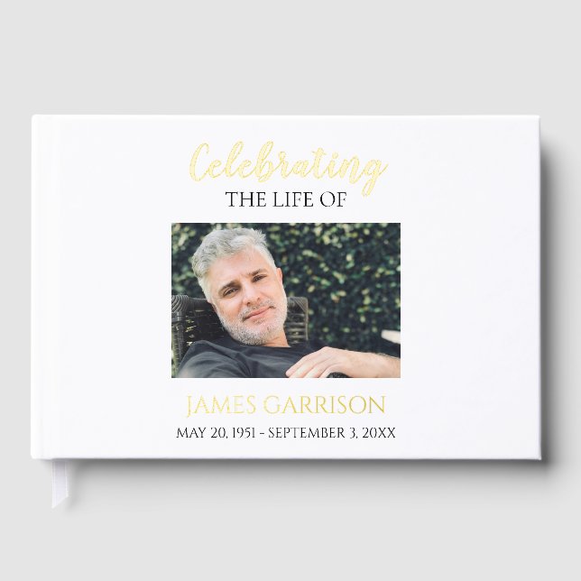 Elegant Celebration of Life Photo Memorial Guest Book (Front)