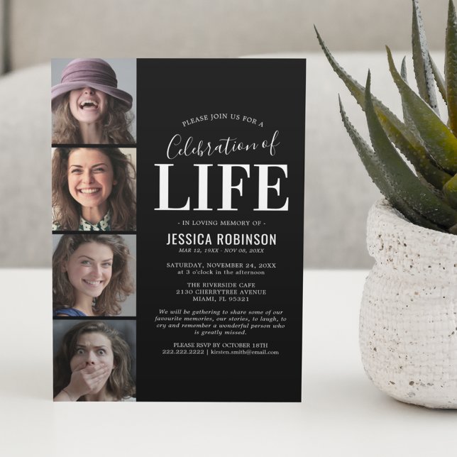 Elegant Celebration of Life Photo Memorial Invitation (Creator Uploaded)