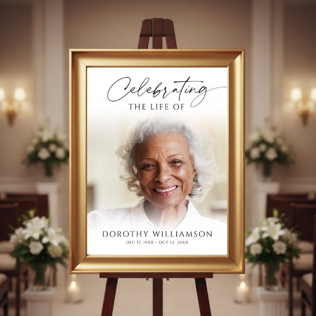 Elegant Celebration of Life Photo Sign (Creator Uploaded)