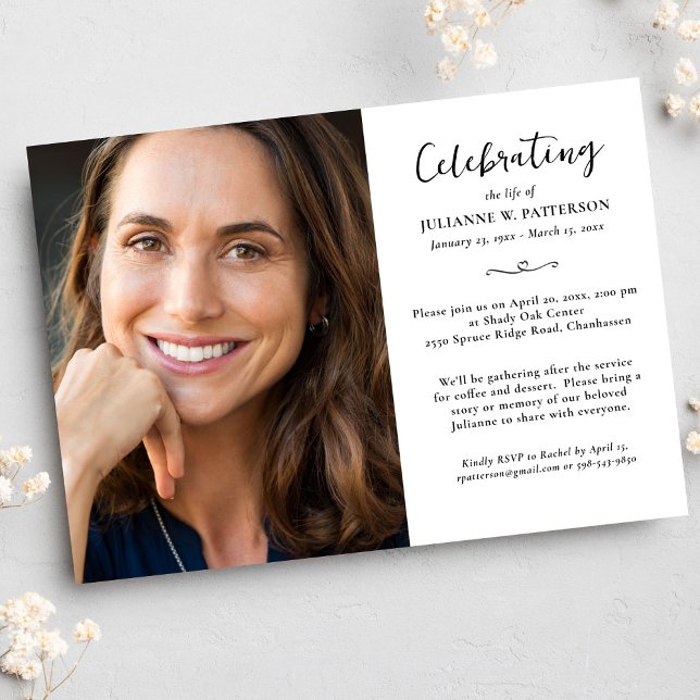 Elegant Celebration of Life Photos Custom Poem Invitation (Creator Uploaded)