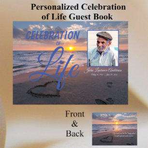 Elegant Celebration Of Life Sunset Ocean Photo Guest Book