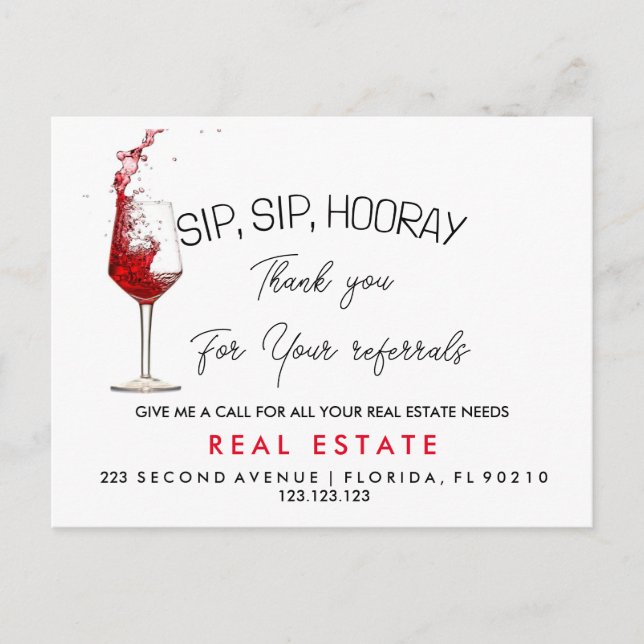 Elegant Celebration real estate referrals Announcement Postcard (Front)