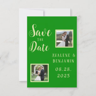 Elegant Celery & Forest Green Wedding Photos Save The Date