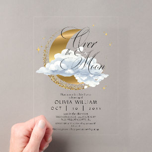 Elegant Celestial Baby Shower Gender Neutral Acrylic Invitations