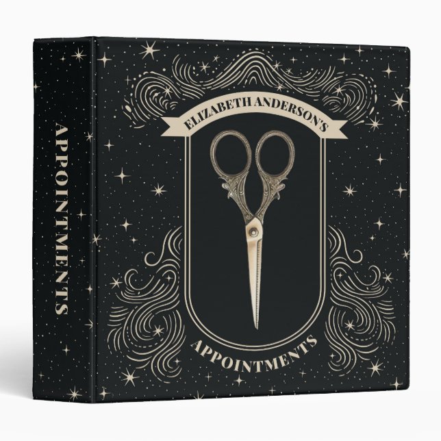 Elegant Celestial Hair Stylist Appointment Binder (Front/Spine)