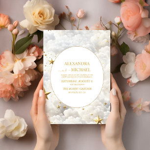 Elegant Celestial Moon and Stars Wedding  Invitation