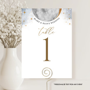 Elegant Celestial  Moon Sky and Stars Table Number