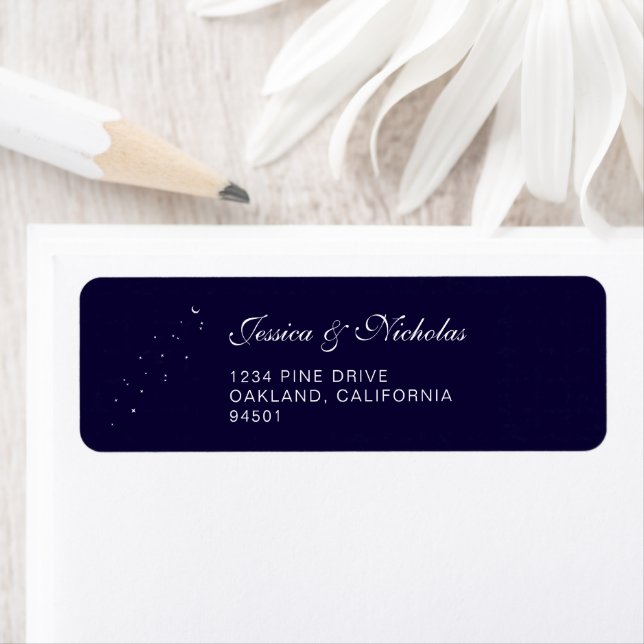 Elegant Celestial Script Wedding Return Address  (Insitu)