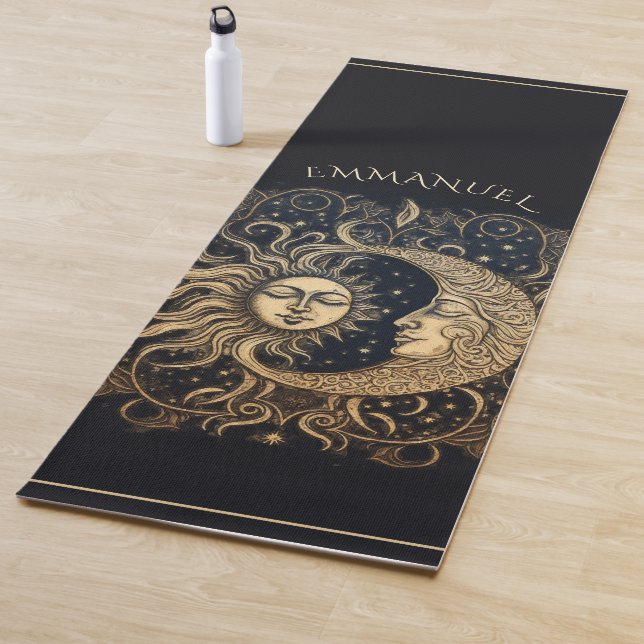 Elegant Celestial Sun Moon Personalized Yoga Mat (In Situ)