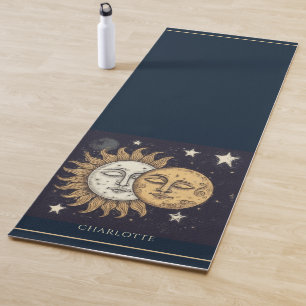 Elegant Celestial Sun Moon Personalized Yoga Mat