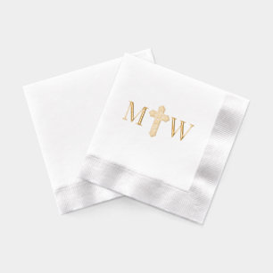 Elegant Celtic Knot Cross Couple 2 Init Monogram Foil Napkins