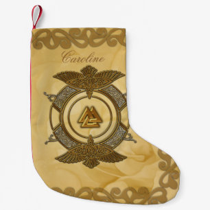 Elegant celtic knot in golden colours.  small christmas stocking