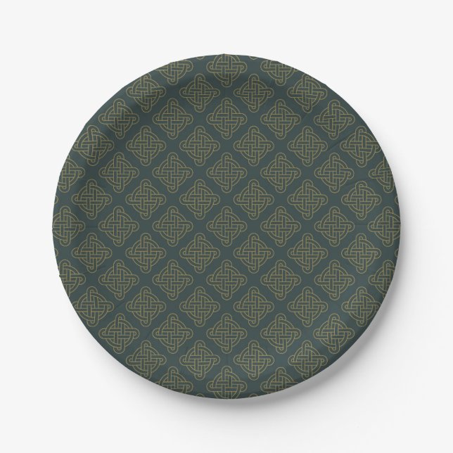 Elegant Celtic Knot Pattern Paper Plate (Front)