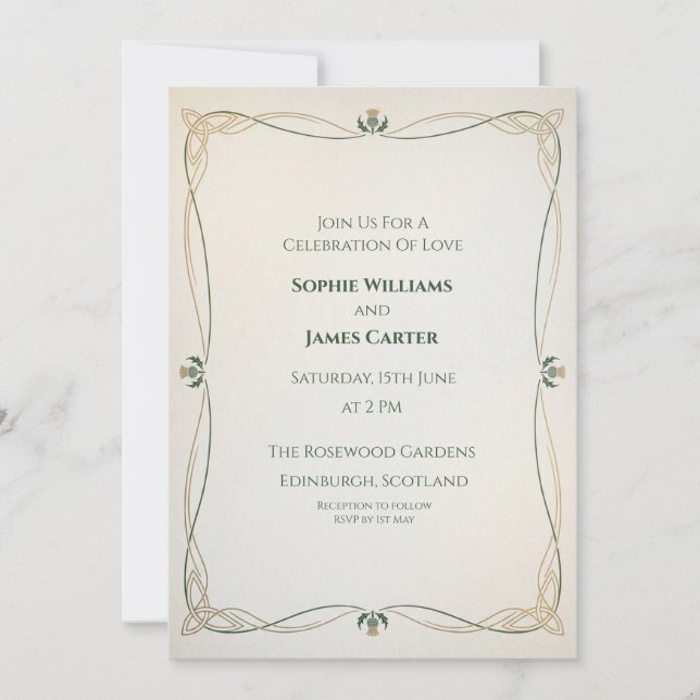 Elegant Celtic Knot Wedding Invitation (Front)