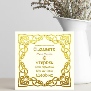 Elegant Celtic Wedding Ivory Faux Gold Celtic Knot Invitation