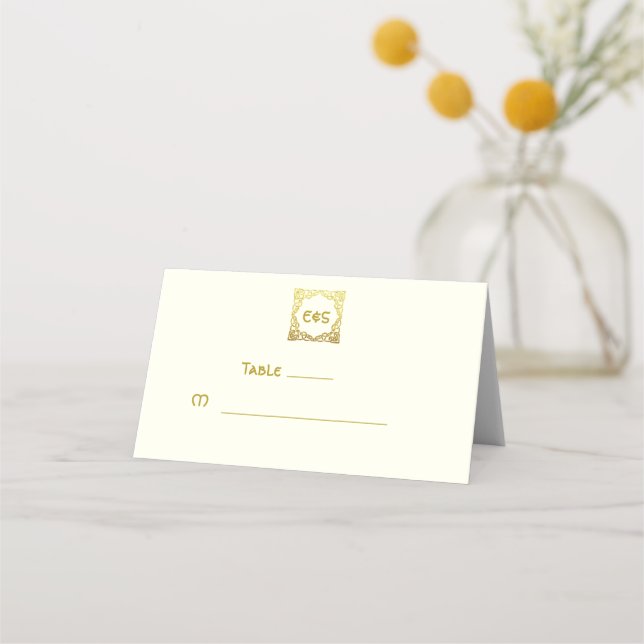 Elegant Celtic Wedding Ivory Faux Gold Celtic Knot Place Card (Front)