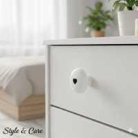 Elegant Ceramic Knob Featuring Minimalist Heart Ar