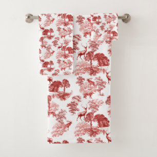 Elégant Cerf de Toile Rouge Français Vintage
