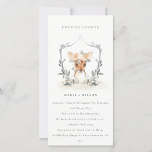 Elégant Cerf Floral Crest Couples Invitation douch